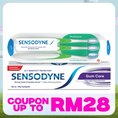 SENSODYNE Gum Care Oral Toothpaste 100g and Sensitive Teeth Multicare Soft Toothbrush 3S