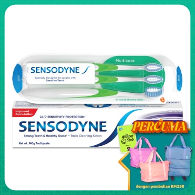 SENSODYNE - Gum Care Oral Toothpaste 100g and Sensitive Teeth Multicare Soft Toothbrush 3S