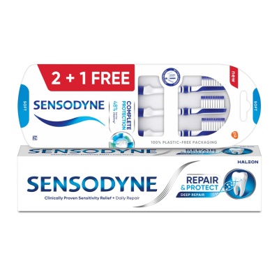 SENSODYNE - Repair & Protect Original Sensitive Toothpaste 100g and Soft Toothbrush 3S