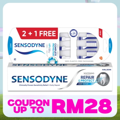 SENSODYNE Repair & Protect Whitening 100g ad Sensitive Teeth Complete Protection Soft Toothbrush 3S