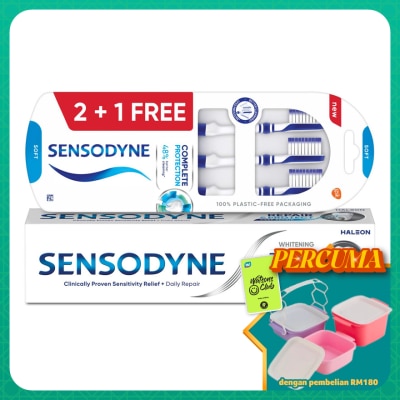 SENSODYNE - Repair & Protect Whitening 100g ad Sensitive Teeth Complete Protection Soft Toothbrush 3S