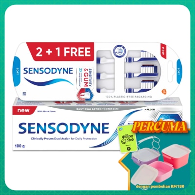 SENSODYNE - Sensitivity & Gum Whitening Toothpaste 100g and Sensitive Teeth Sen with Gum Soft Toothbrush 3S