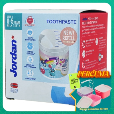 JORDAN - Kids Step 1 0-5 Years Toothpaste Pump Refill Strawberry 188g