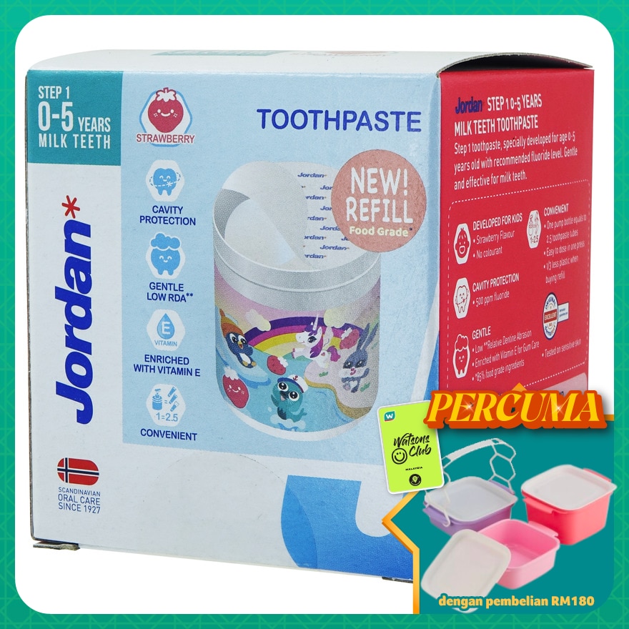 Kids Step 1 0-5 Years Toothpaste Pump Refill Strawberry 188g