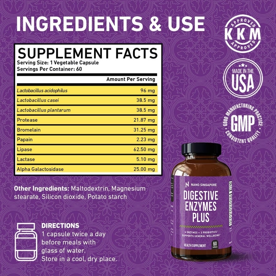 Digestive Enzyme with Probiotic - 60 Vegetable Capsule
