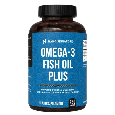 NANO SINGAPORE Omega 3 Fish Oil Rich in EPA/DHA (1000mg fish oil x 250 Bovine Soft Gels)