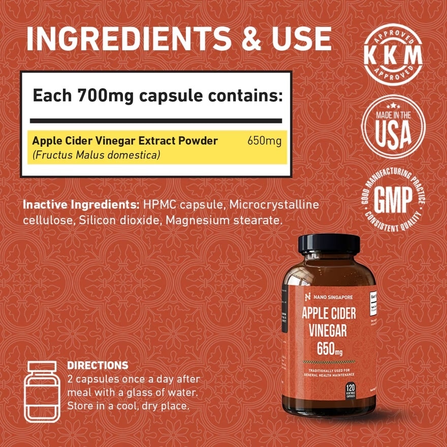 Apple Cider Vinegar Capsule - 120 Vegetable Capsules