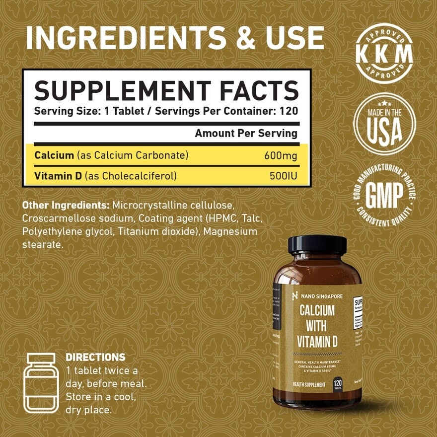 Pure Calcium with Vitamin D - 120 Tablets