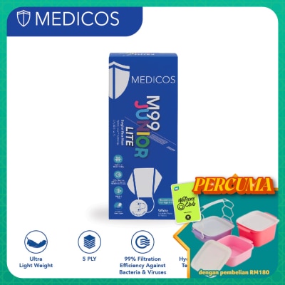 MEDICOS - M99 Junior Lite Surgical Face Mask (White) 10s