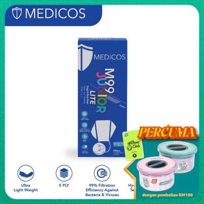 MEDICOS M99 Junior Lite Surgical Face Mask (White) 10s