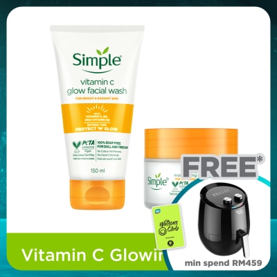 SIMPLE Vitamin C Glow Facial Wash 150ml & Vitamin C Moisturising Glow Gel 40g