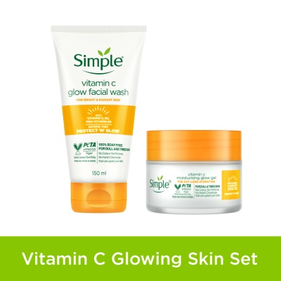 SIMPLE - Vitamin C Glow Facial Wash 150ml & Vitamin C Moisturising Glow Gel 40g