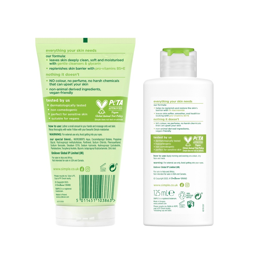 Kind to Skin Refreshing Facial Wash Gel 150ml & Kind to Skin Hydrating Light Moisturiser 125ml image