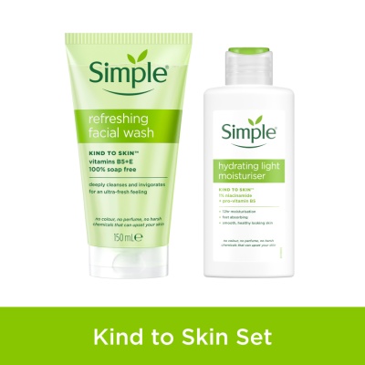 SIMPLE - Kind to Skin Refreshing Facial Wash Gel 150ml & Kind to Skin Hydrating Light Moisturiser 125ml image