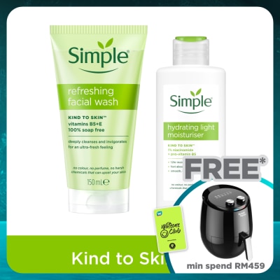 SIMPLE Kind to Skin Refreshing Facial Wash Gel 150ml & Kind to Skin Hydrating Light Moisturiser 125ml