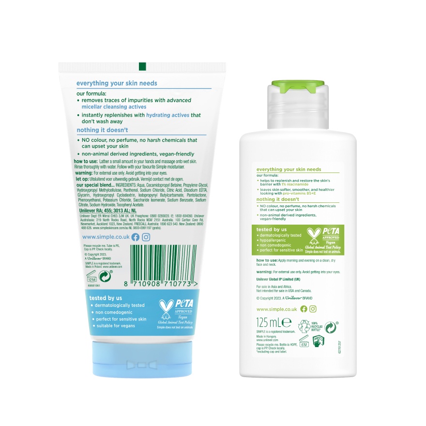 Water Boost Micellar Facial Wash Gel Wash 150ml & Kind to Skin Hydrating Light Moisturiser 125ml image