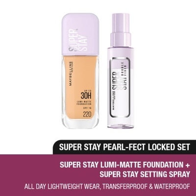 MAYBELLINE Superstay Lumi Matte Liquid Foundation 220 & Fixer Spray Set