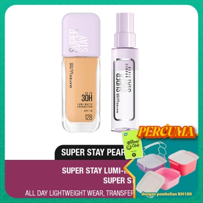 MAYBELLINE - Superstay Lumi Matte Liquid Foundation 128 & Fixer Spray Set