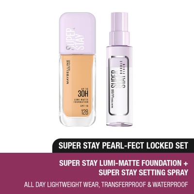 MAYBELLINE - Superstay Lumi Matte Liquid Foundation 128 & Fixer Spray Set image