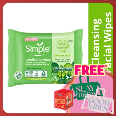 SIMPLE Kind to Skin Exfoliating Cleansing Wipes 20s