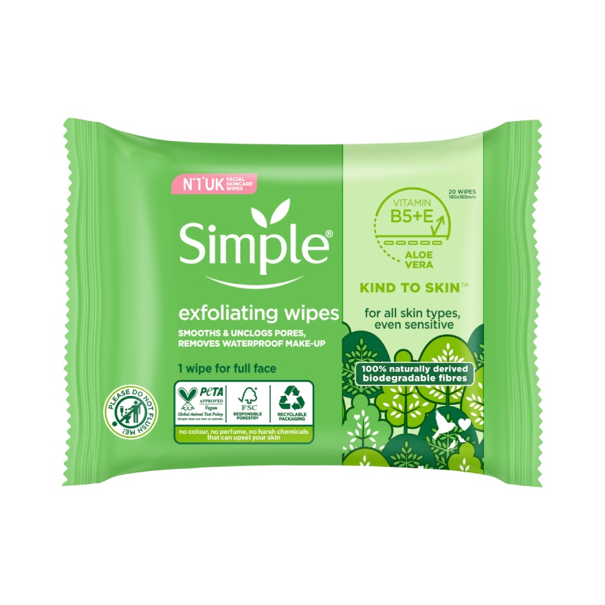 Kind to Skin Exfoliating Cleansing Wipes 20s image