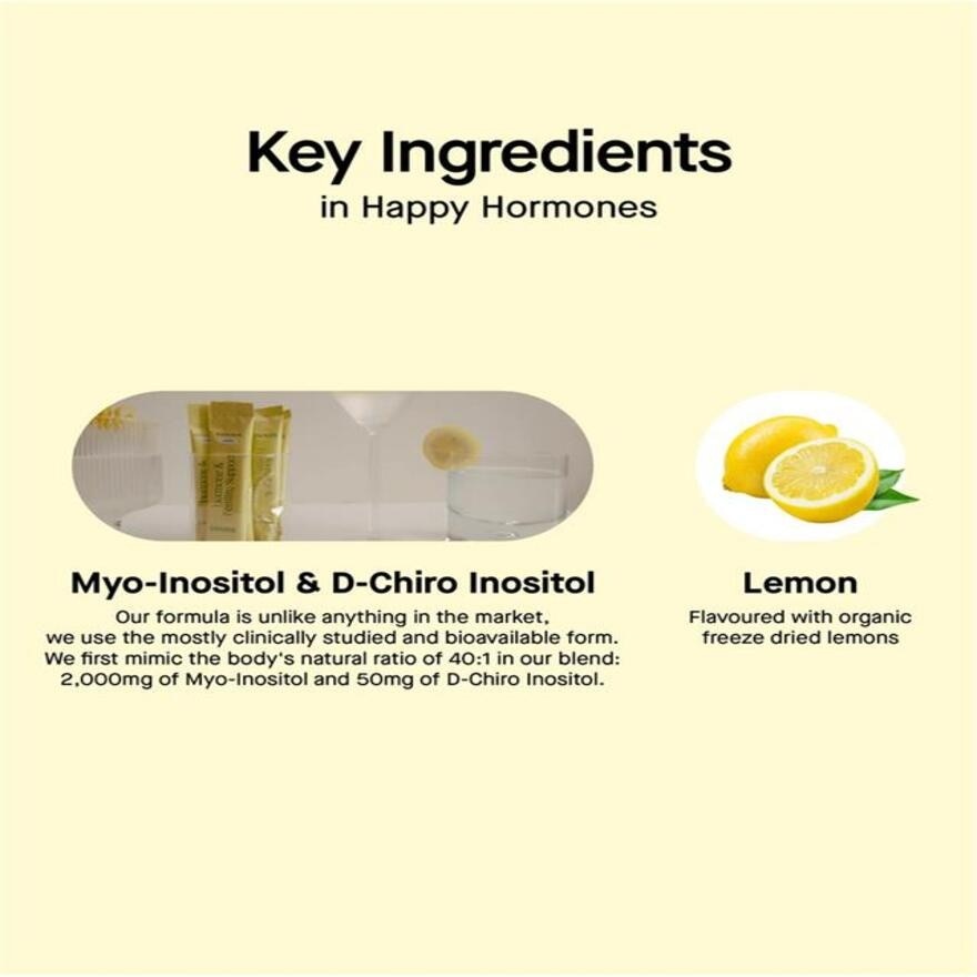 Happy Hormones Myo and D Chiro Inositol Blend Lemon Powder 30s