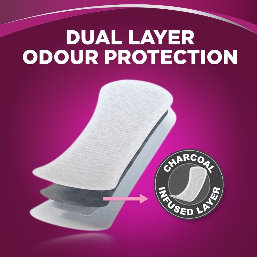 Liners Incontinence Charcoal Extra Long 21.5cm 20s - Light Bladder/Urine Leakage Protection