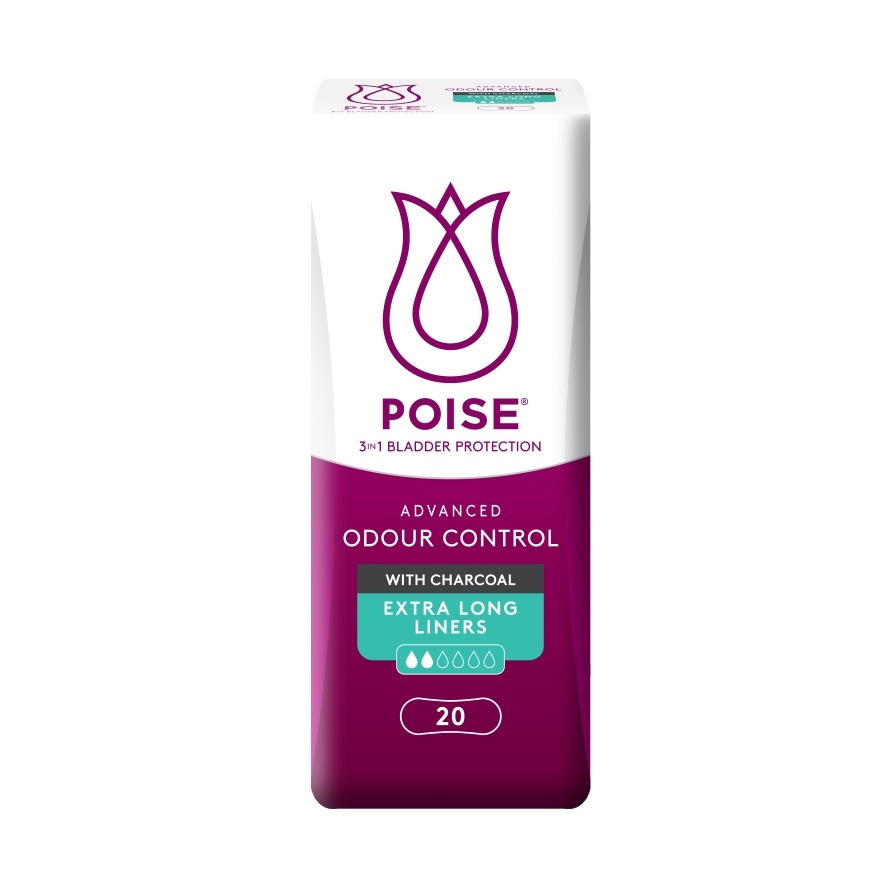 Liners Incontinence Charcoal Extra Long 21.5cm 20s - Light Bladder/Urine Leakage Protection