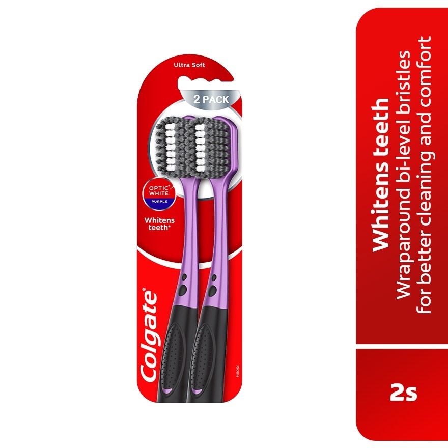 Colgate Optic White Purple Toothbrush 2s