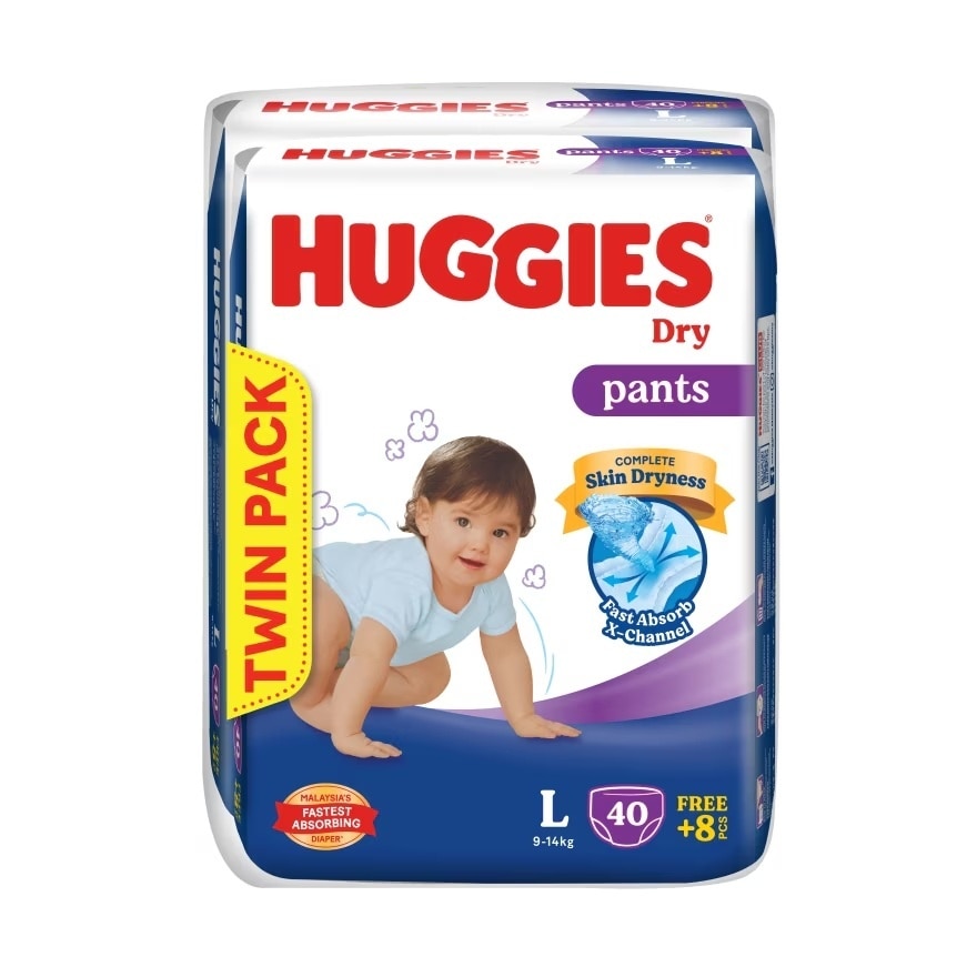 Dry Pants Diapers Value Twin Pack L (48SX2) - Absorbent and dry diapers for baby