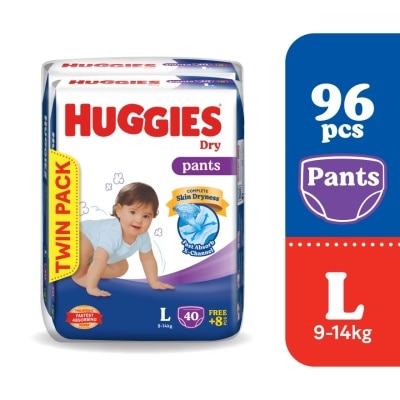 HUGGIES Dry Pants Diapers Value Twin Pack L (48SX2) - Absorbent and dry diapers for baby