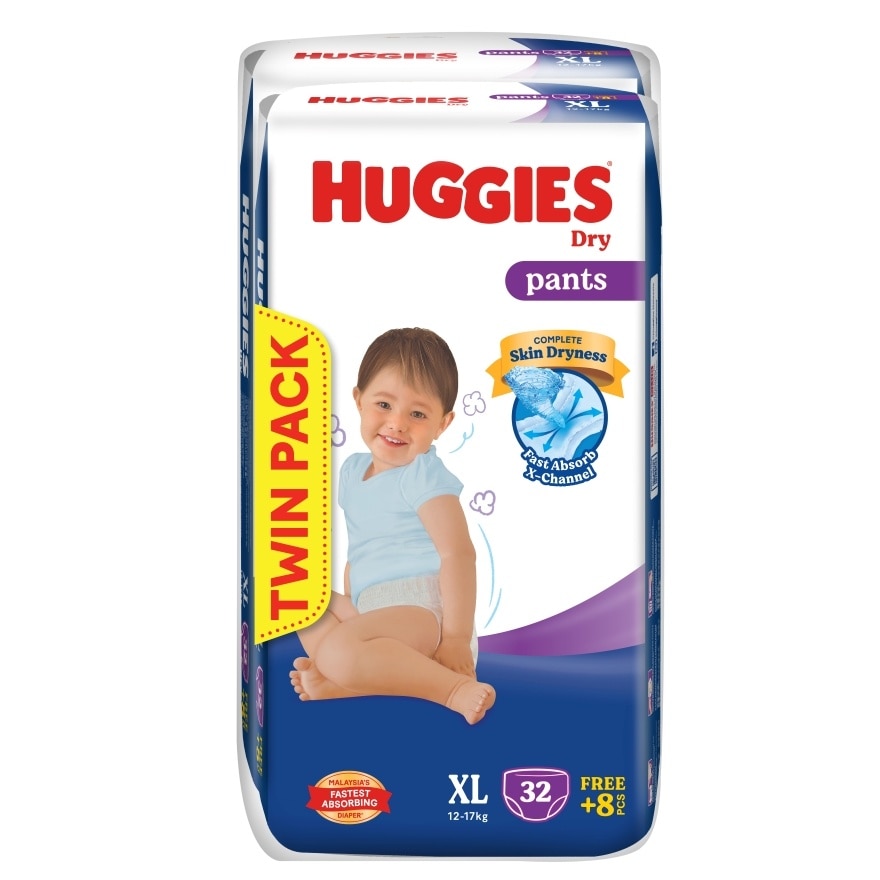 Dry Pants Diapers Value Twin Pack XL (40SX2) - Absorbent and dry diapers for baby
