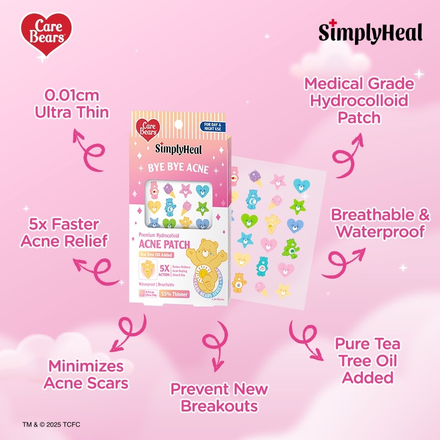 Care Bears Shiny Hug Day & Night Premium Hydrocolloid Acne Patch 24s