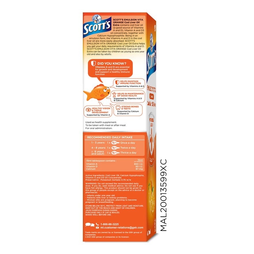 Emulsion Cod Liver Oil Orange Vit A & D 400ML