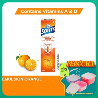 SCOTT'S - Emulsion Cod Liver Oil Orange Vit A & D 400ML