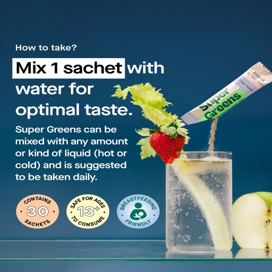 Botanical Beverage Mix Broccoli with Spinach and Celery Powder, Super Greens (Non Caffinated) 30s