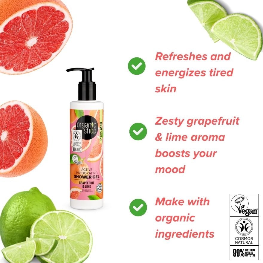 OS Active Invigorating Shower Gel Grapefruit and Lime, 280 ml