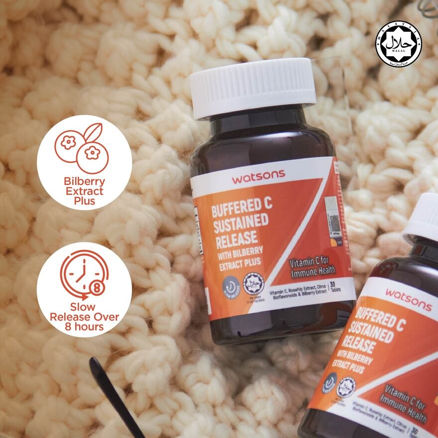 Buffered Vitamin C Substained Release with Bilberry Extract 30s image
