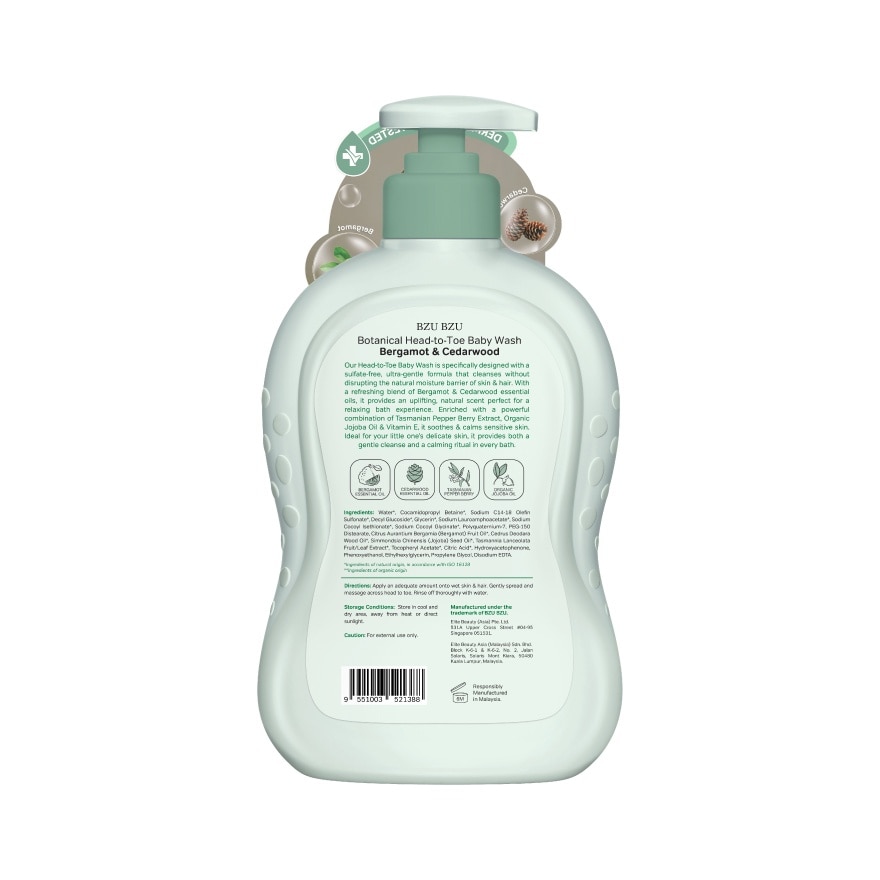 Botanical Head-to-Toe Baby Wash (Bergamot & Cedarwood) - 600ml