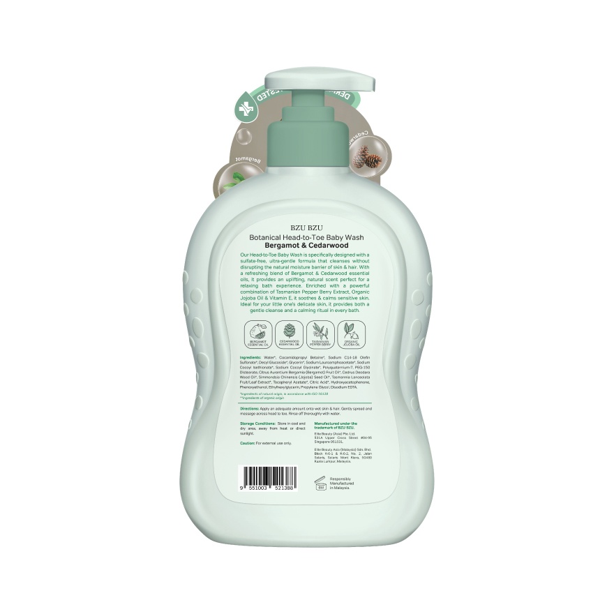 Botanical Head-to-Toe Baby Wash (Bergamot & Cedarwood) - 600ml image