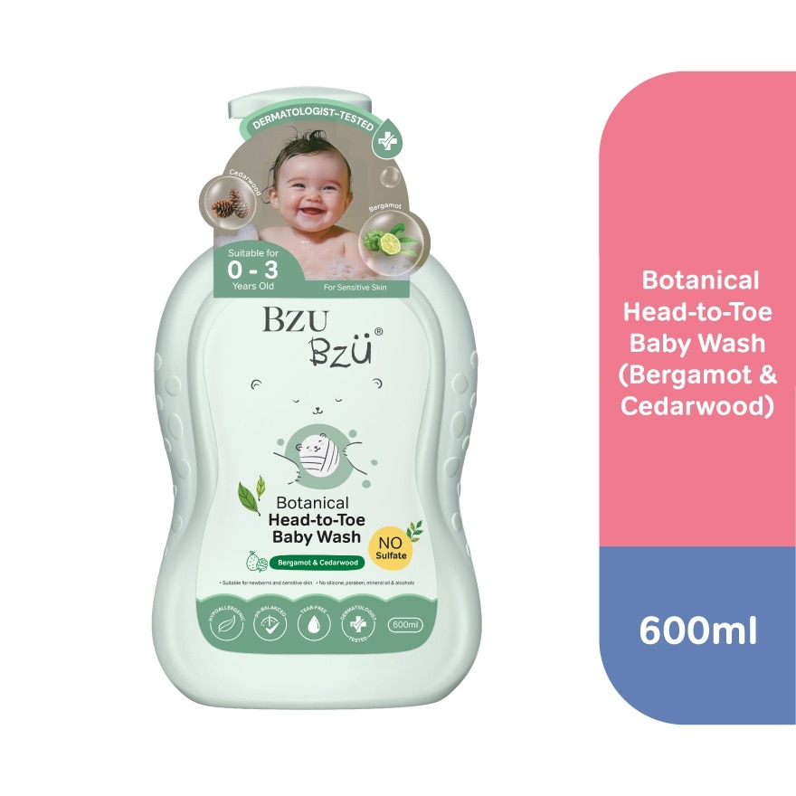 Botanical Head-to-Toe Baby Wash (Bergamot & Cedarwood) - 600ml