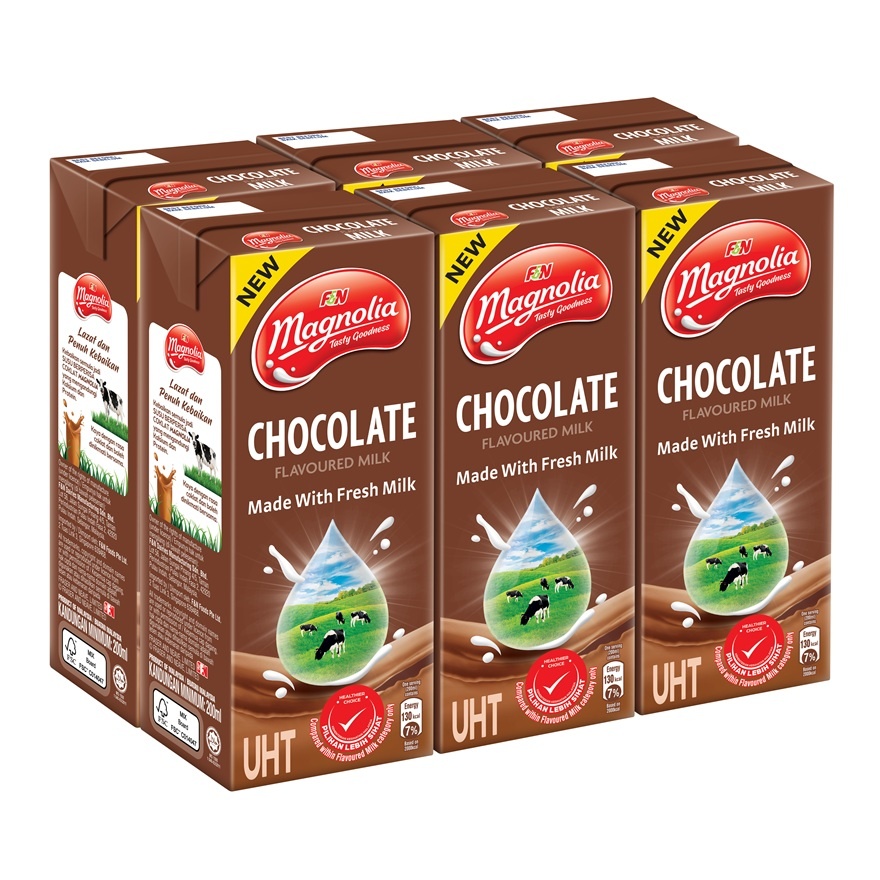 UHT Chocolate Flavoured 100% Fresh Milk 6x200ml image