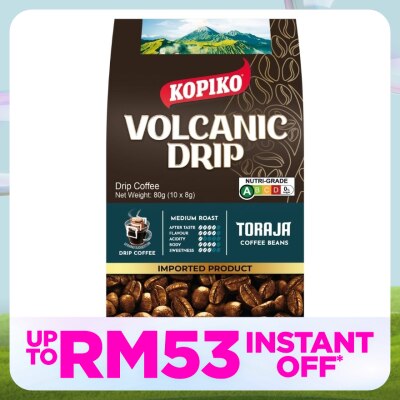 KOPIKO Volcanic Drip Coffee with Toraja Coffee Beans 10x8g