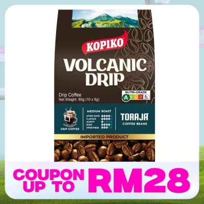 KOPIKO Volcanic Drip Coffee with Toraja Coffee Beans 10x8g