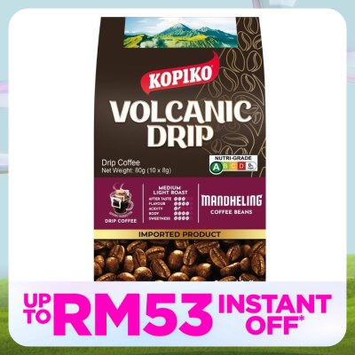 KOPIKO Volcanic Drip Coffee with Mandheling Coffee Beans 10x8g