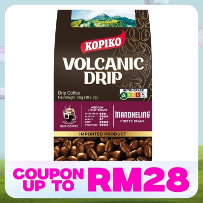 KOPIKO Volcanic Drip Coffee with Mandheling Coffee Beans 10x8g