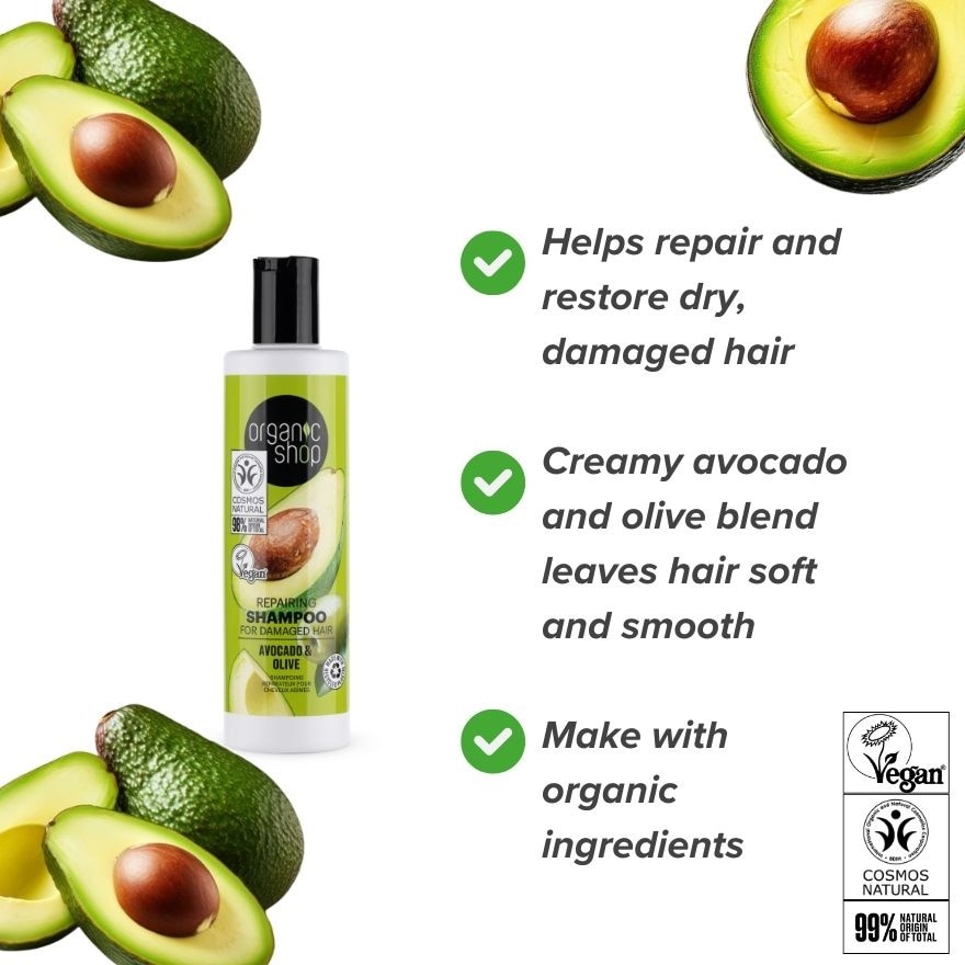 Avocado & Olive Shampoo for Damaged Hair 280ml