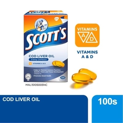 SCOTT'S Cod Liver Oil 315mg Capsule Vit A & D 100S