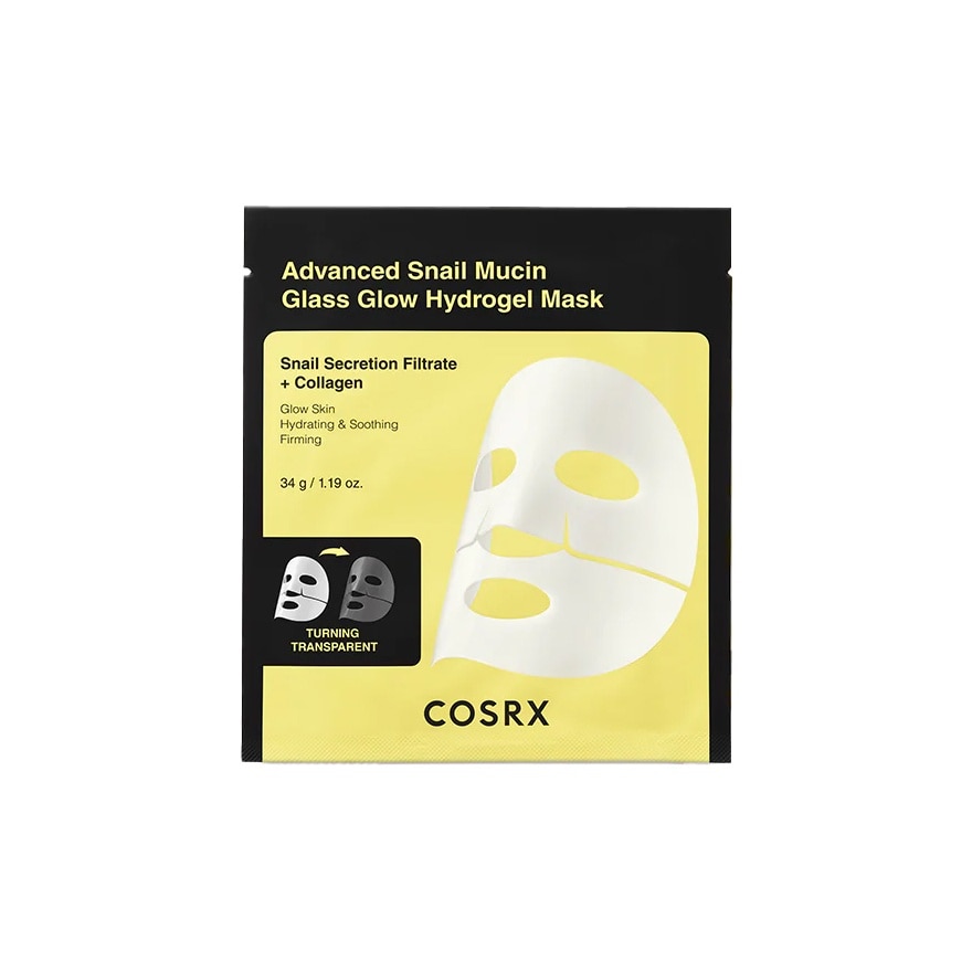 Advanced Snail Mucin Glass Glow Hydrogel Mask 1s