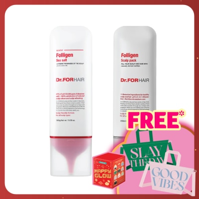 DR FOR HAIR Folligen Bundle Pack Sea Salt Scaler 300g + Scalp Pack 250ml